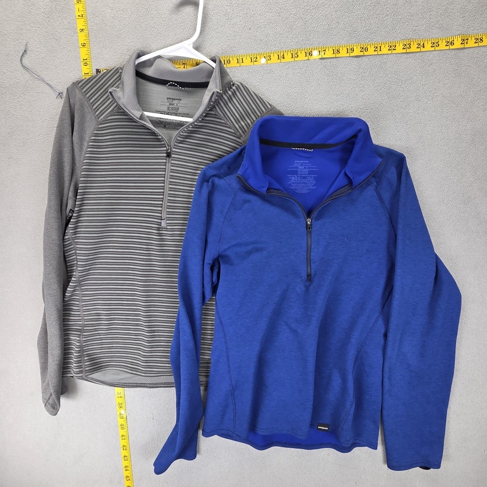 Patagonia Shirt Mens S Blue Gray Capilene 3 Midweight Zip Neck‎ Base Layer Lot 2